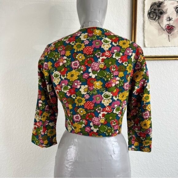 60s VTG Bobbie Brooks Floral Vintage Bolero Cropped Jacket - Picture 5 of 8